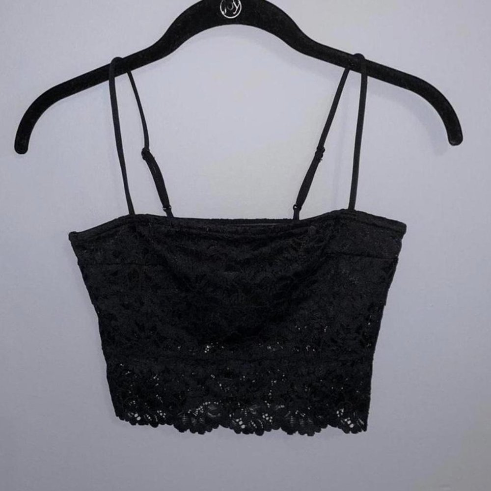 Urban outfitters black lace crop top